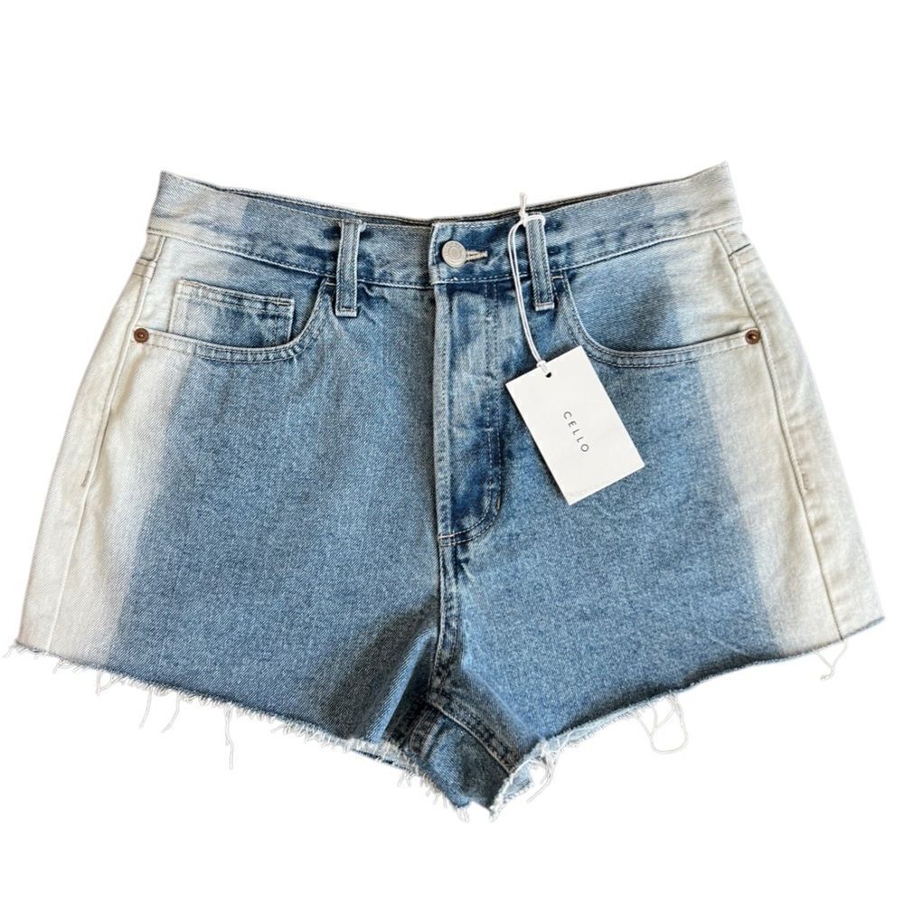 Cello high waist two tone denim jean shorts size medium (NWT)